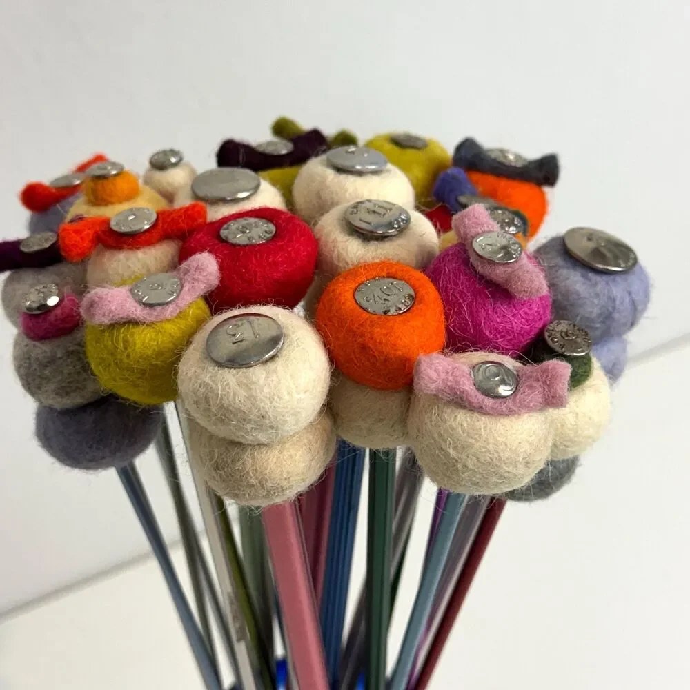 Handmade Felted Flower Bouquet 23 Stems Multicolor 14”